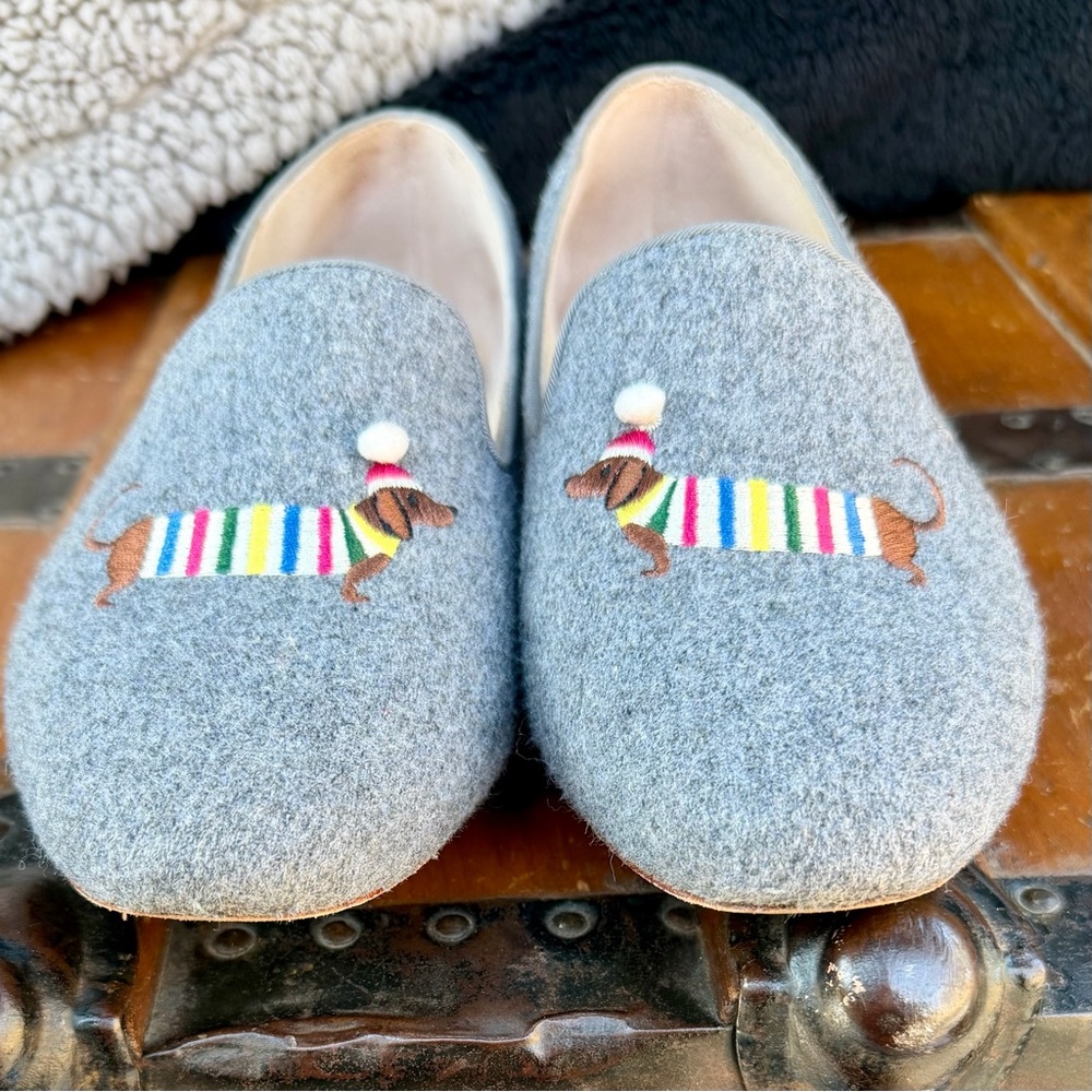 Talbots Holiday Dachshund grey flats - Picture 2 of 7